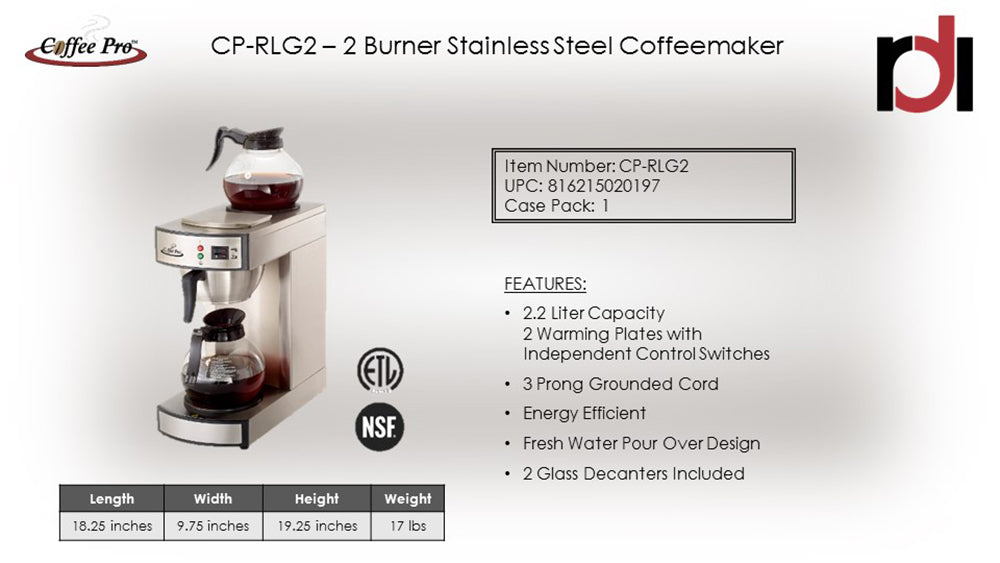 Coffee Pro 3-Burner Commercial Coffee Maker